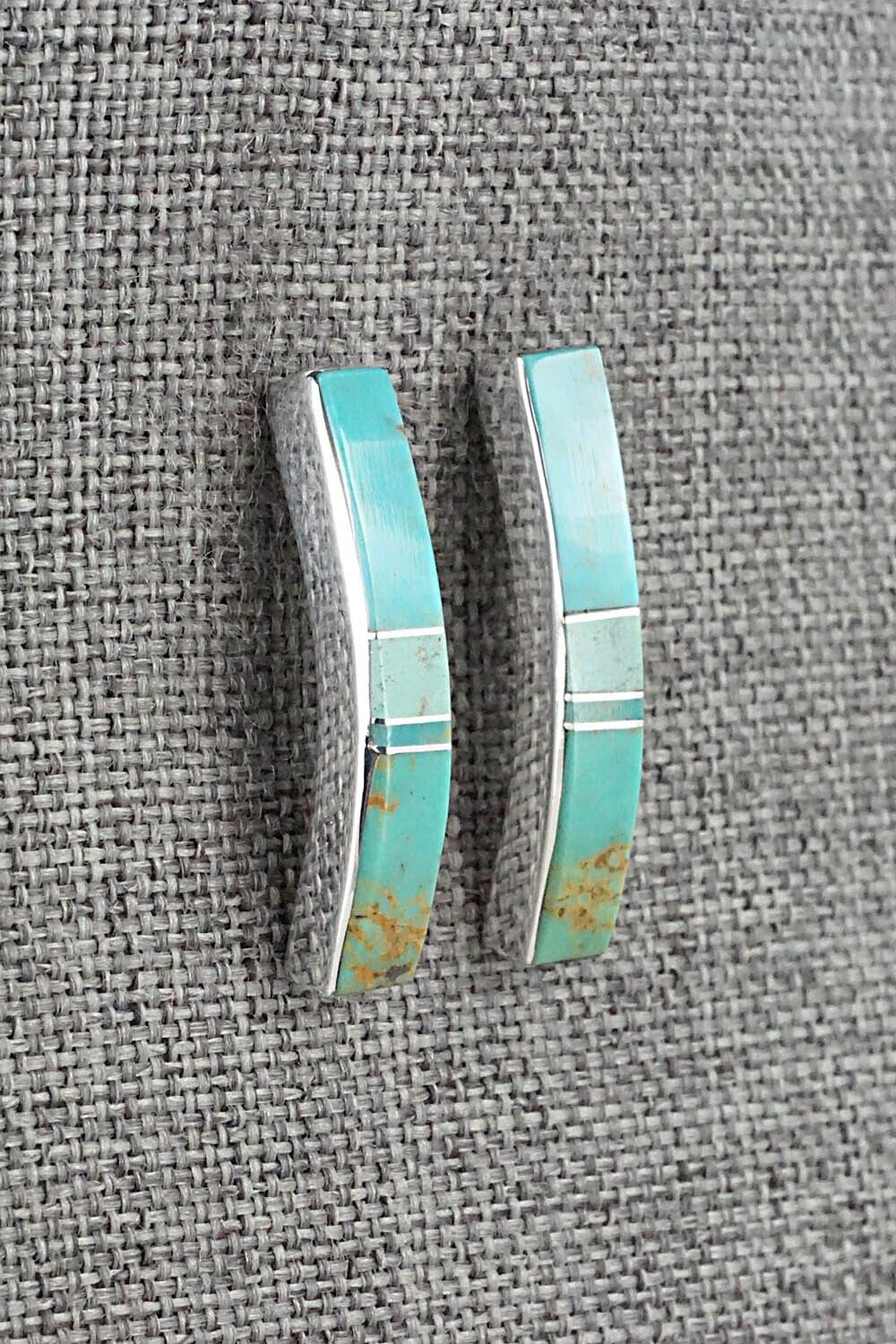 Turquoise & Sterling Silver Inlay Earrings - Marilyn Yazzie