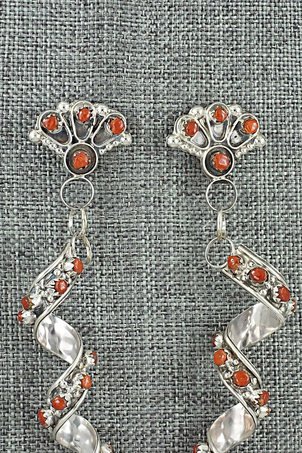 Coral & Sterling Silver Earrings - Joanne Cheama
