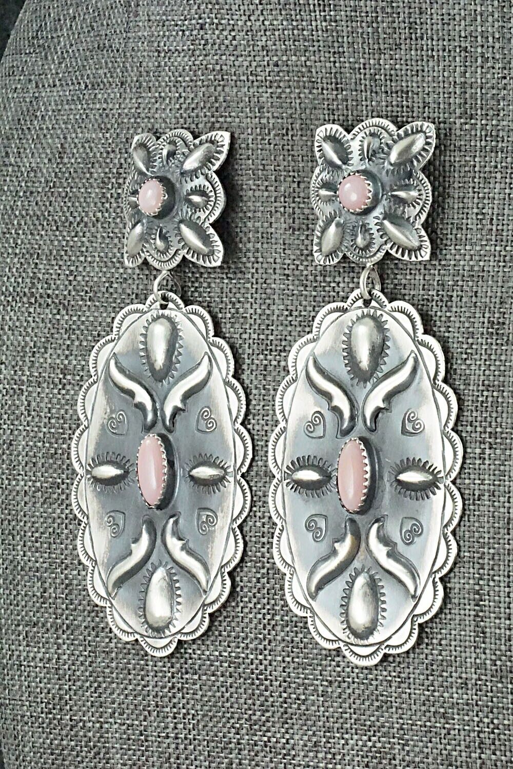 Pink Conch Shell & Sterling Silver Earrings - Glenn Livingston