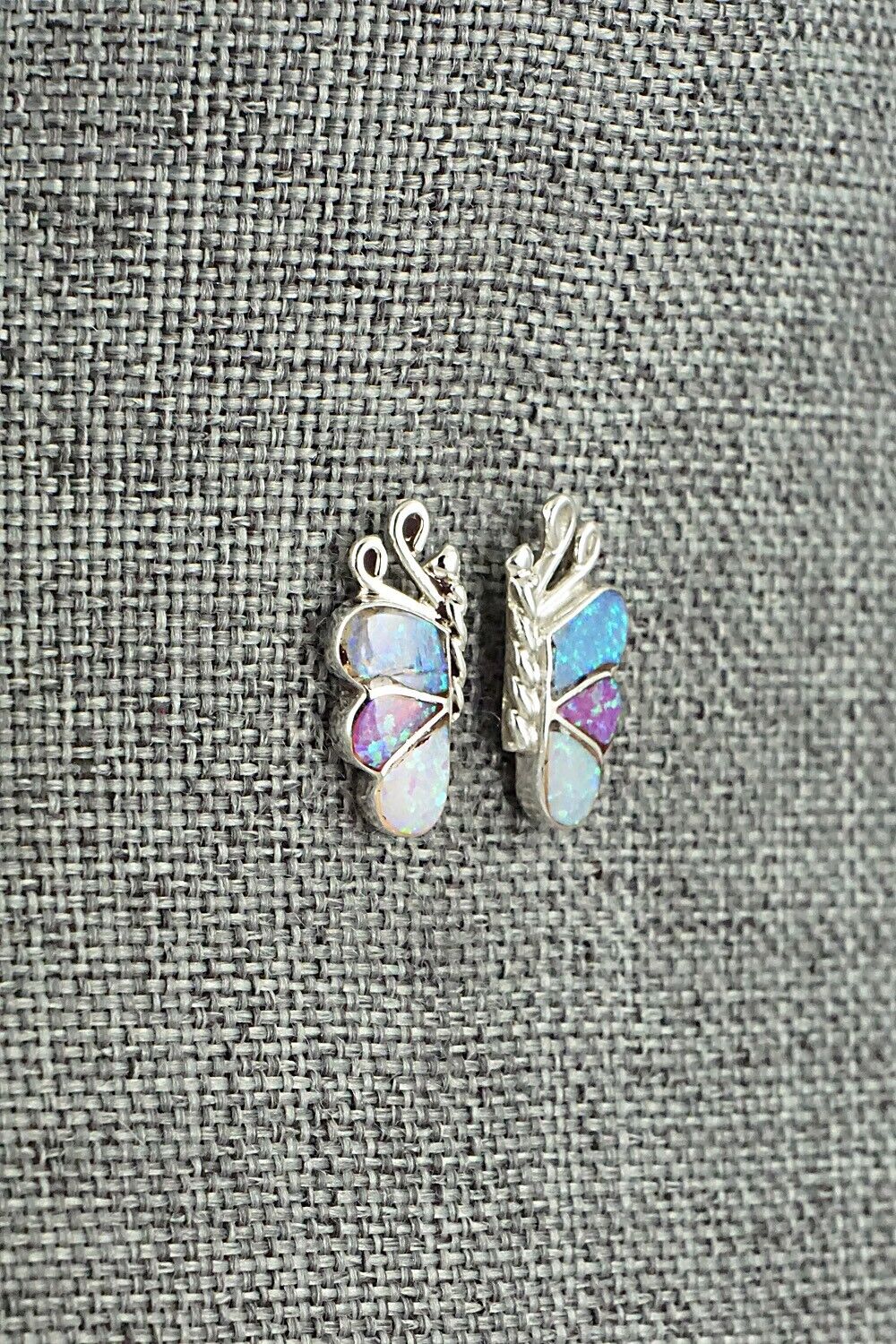 Opalite & Sterling Silver Inlay Earrings - Vincent Hooee
