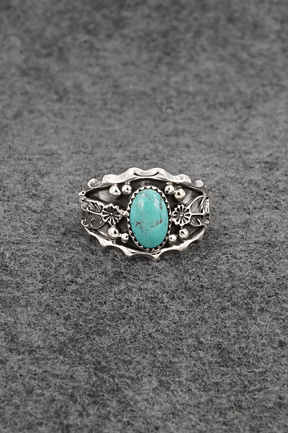Turquoise & Sterling Silver Ring - Genevieve Francisco - Size 12