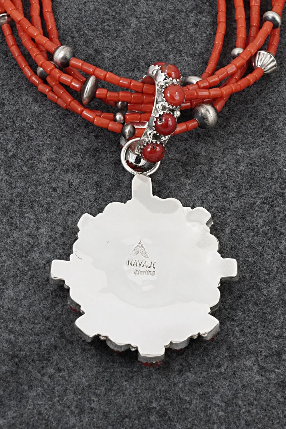 Coral, Turquoise & Sterling Silver Necklace