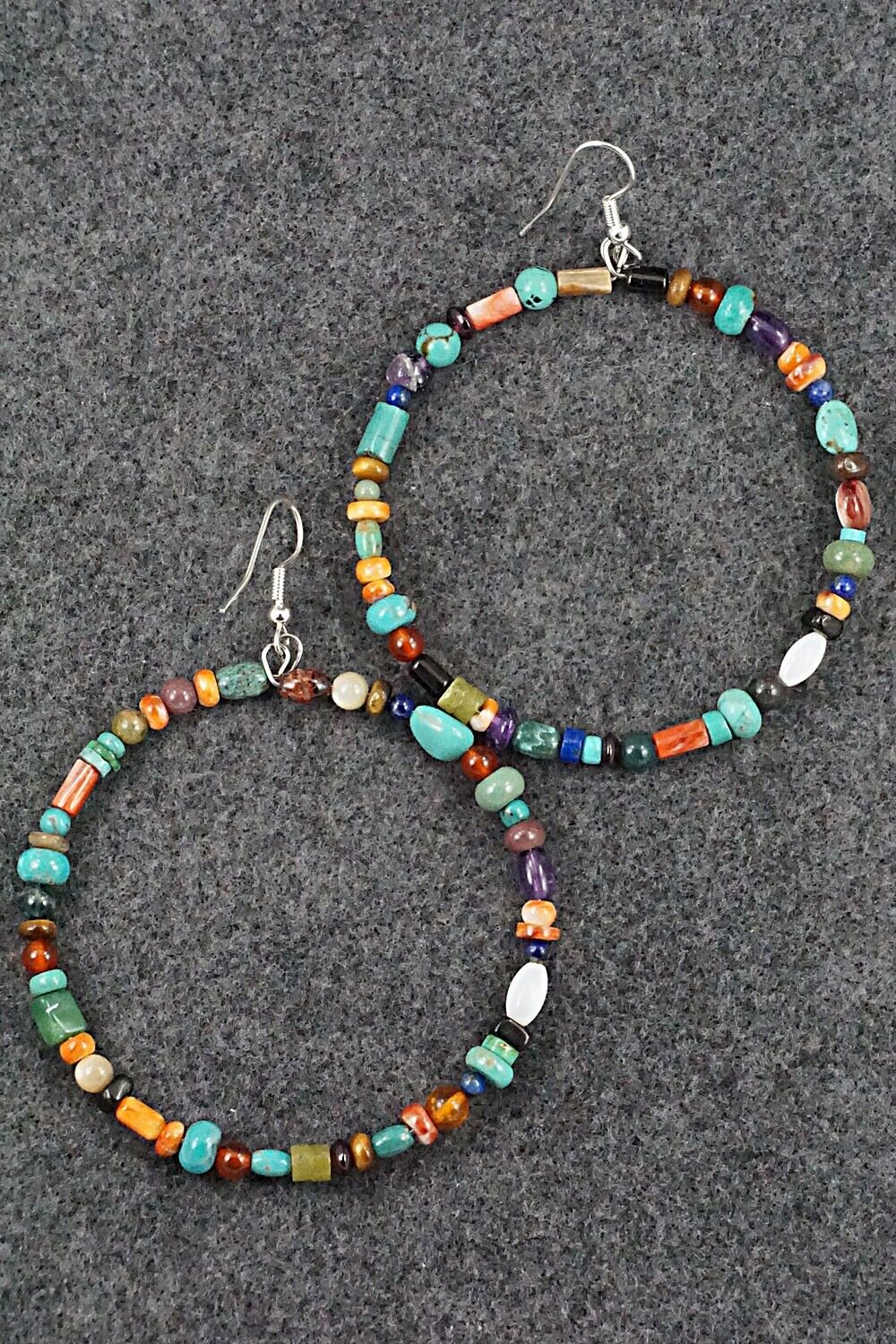 Multi-Stone & Sterling Silver Earrings - Helen Tsosie