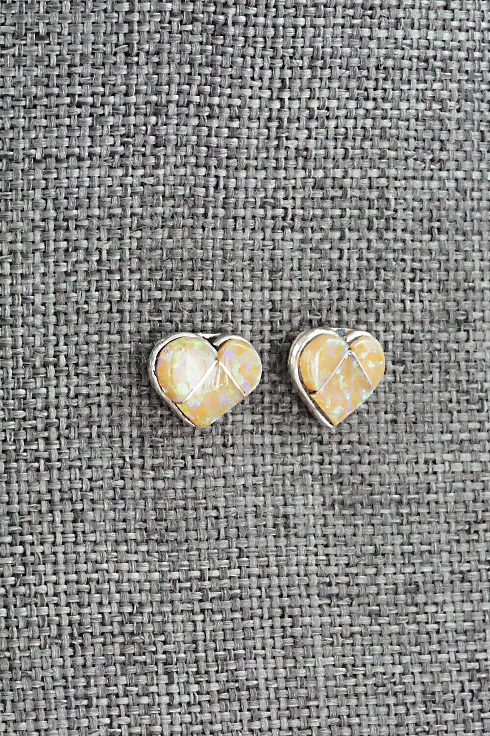 Opalite & Sterling Silver Inlay Earrings - Linda Chavez