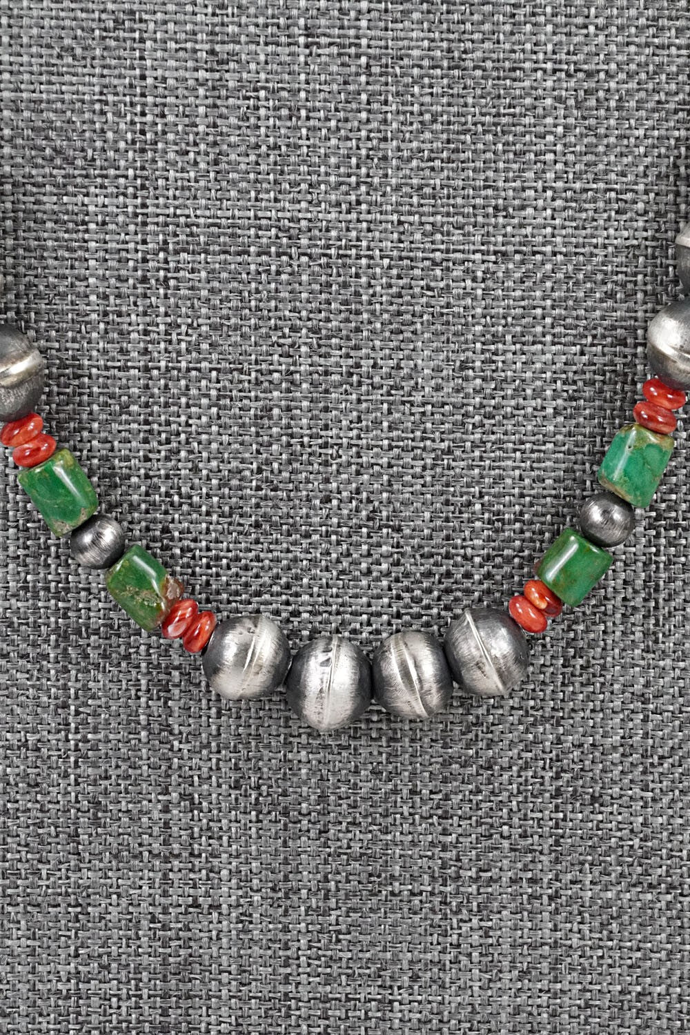 Multi-Stone & Sterling Silver Navajo Pearl Necklace 24" - Vintage