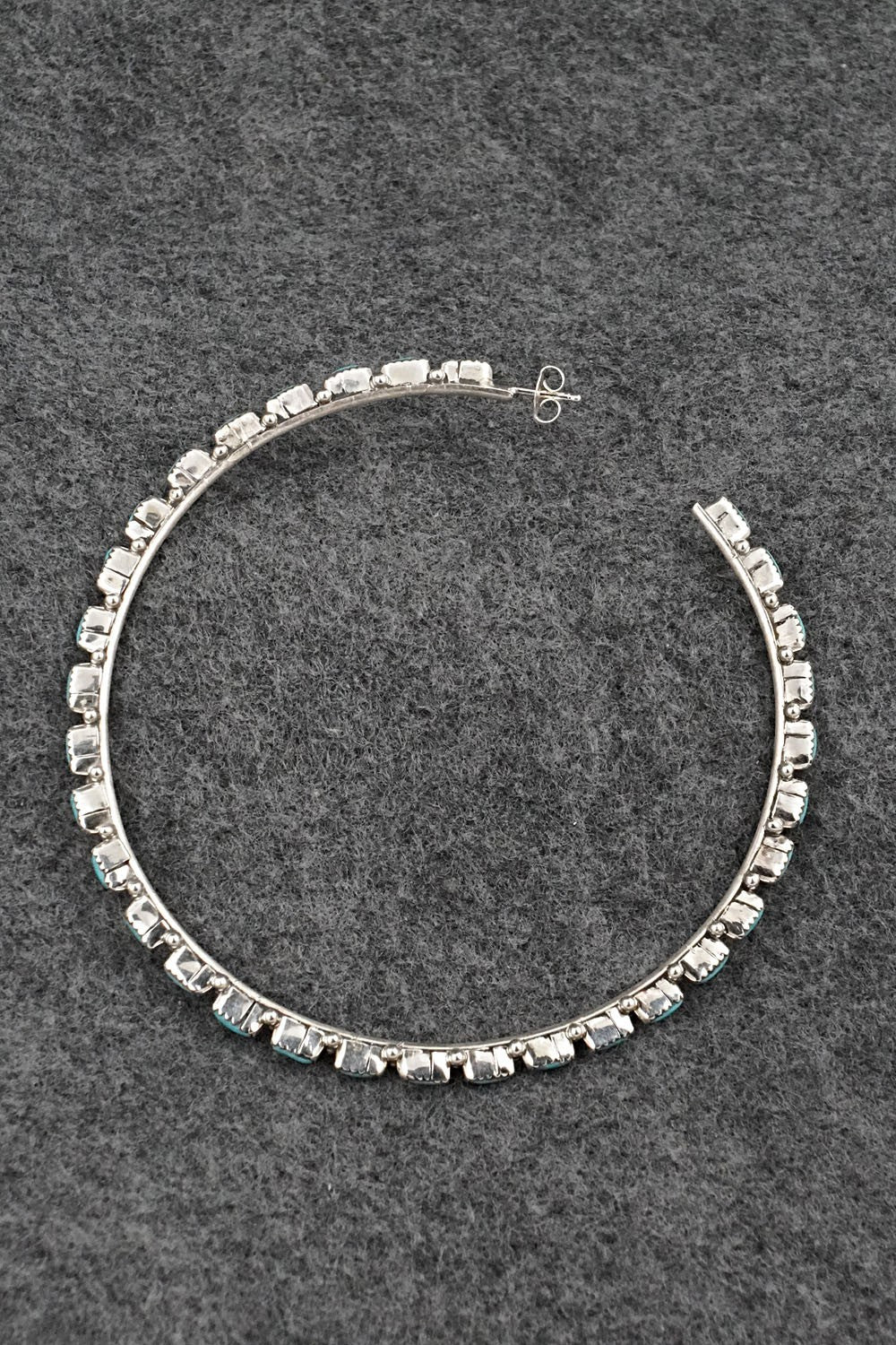 Turquoise & Sterling Silver Hoop Earrings - Aurelia Hughte