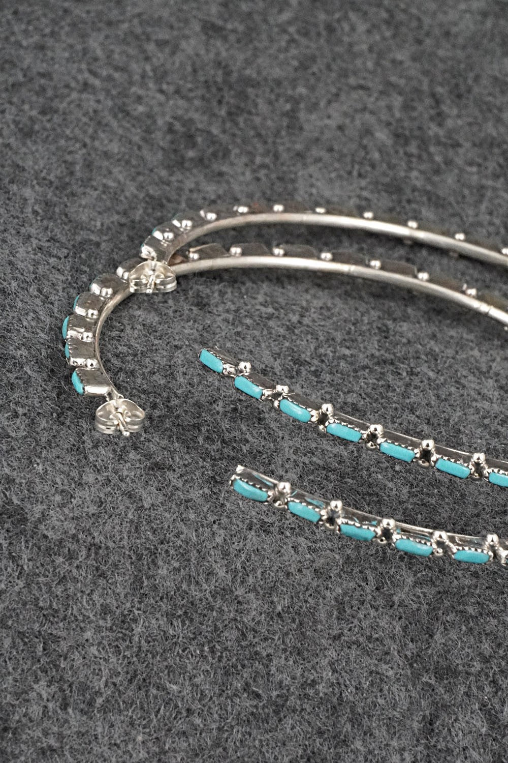 Turquoise & Sterling Silver Hoop Earrings - Aurelia Hughte