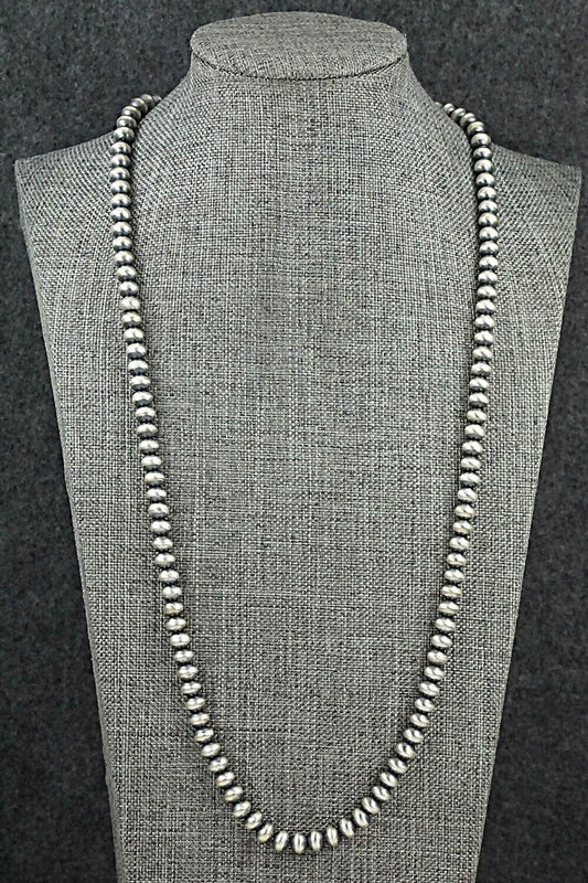 Sterling Silver Navajo Pearl Necklace 30" - Bryannen Halwood
