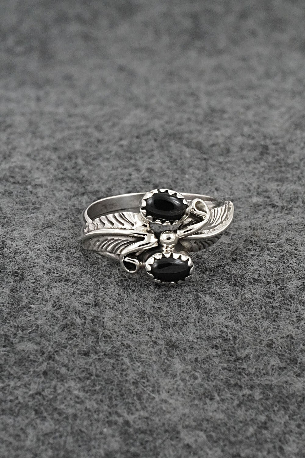Onyx & Sterling Silver Ring - Harry B. Yazzie - Size 7.5