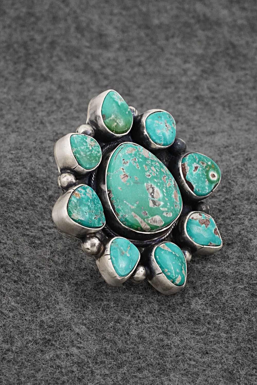 Turquoise & Sterling Silver Ring - Bobby Johnson - Size 7.5