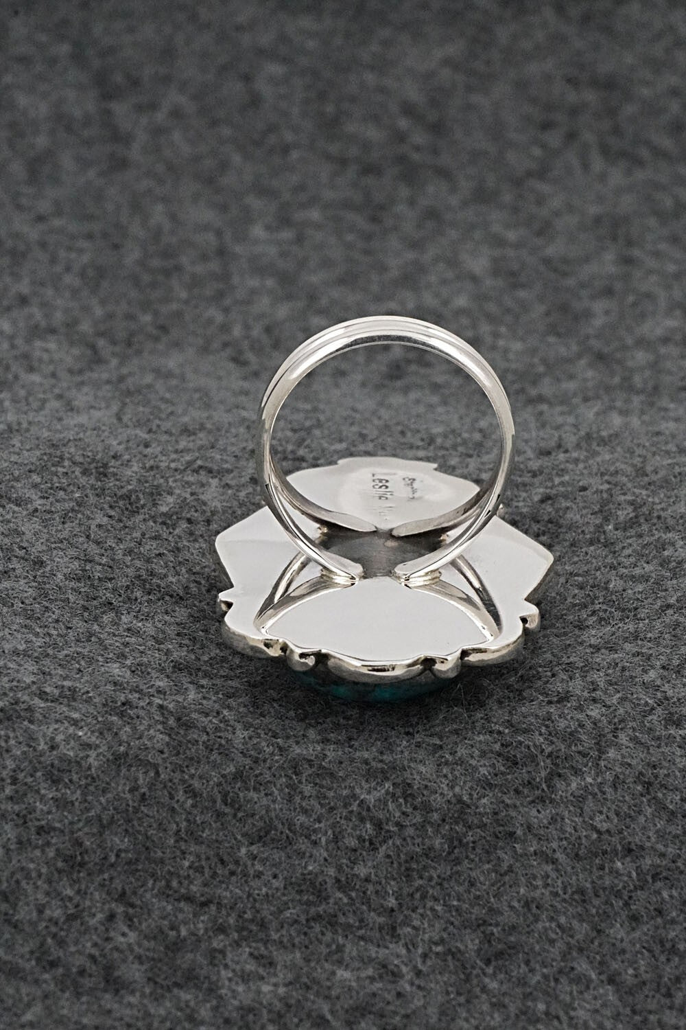 Turquoise & Sterling Silver Ring - Leslie Nez - Size 10.5
