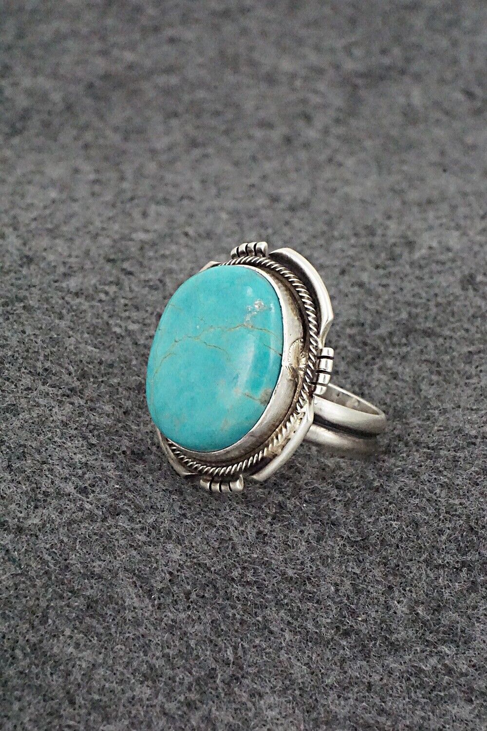 Turquoise & Sterling Silver Ring - Jameson Garcia - Size 8 Adj.