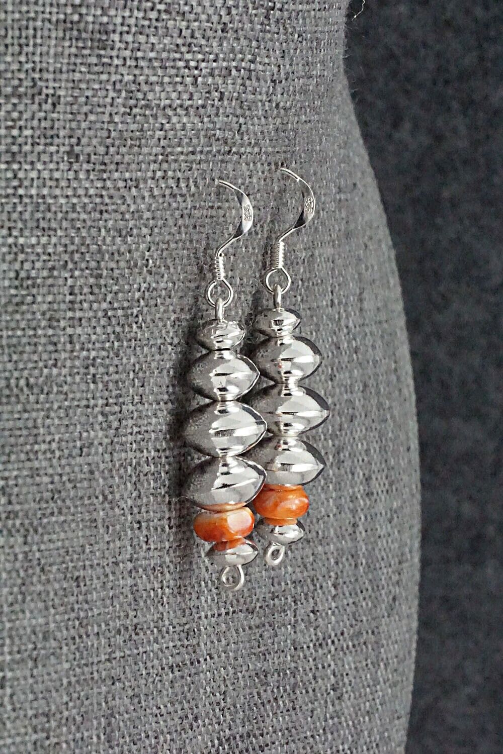 Spiny Oyster & Sterling Silver Navajo Pearl Earrings - Presley Haley