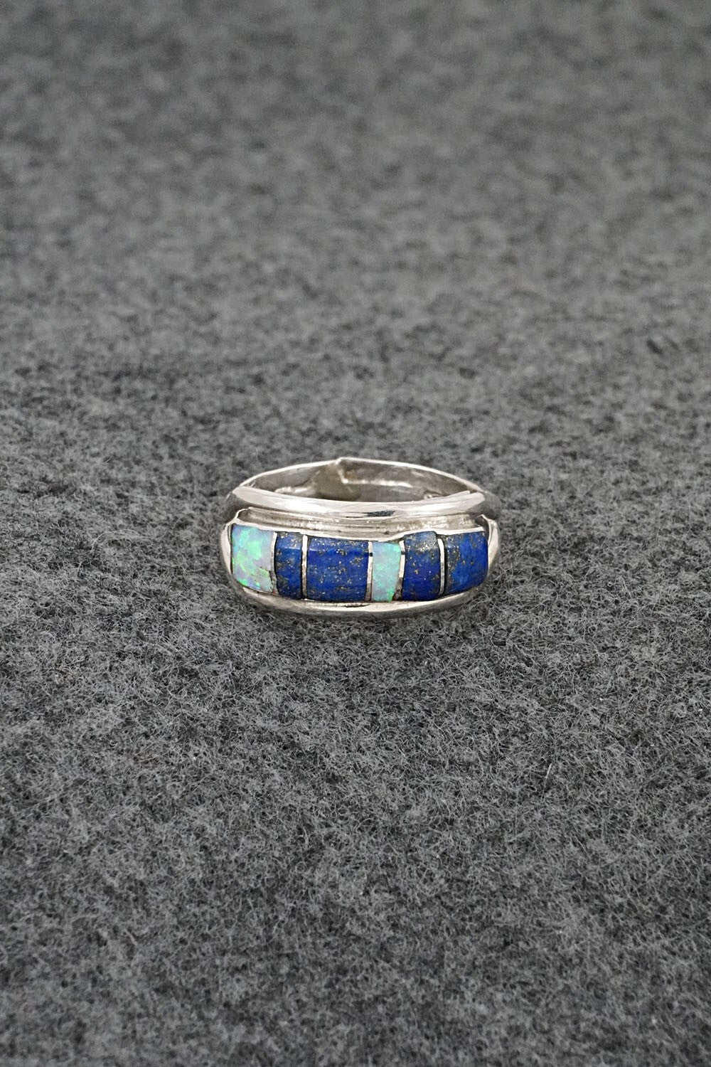 Opalite,Lapis & Sterling Silver Inlay Ring - Ola Eriacho - Size 8