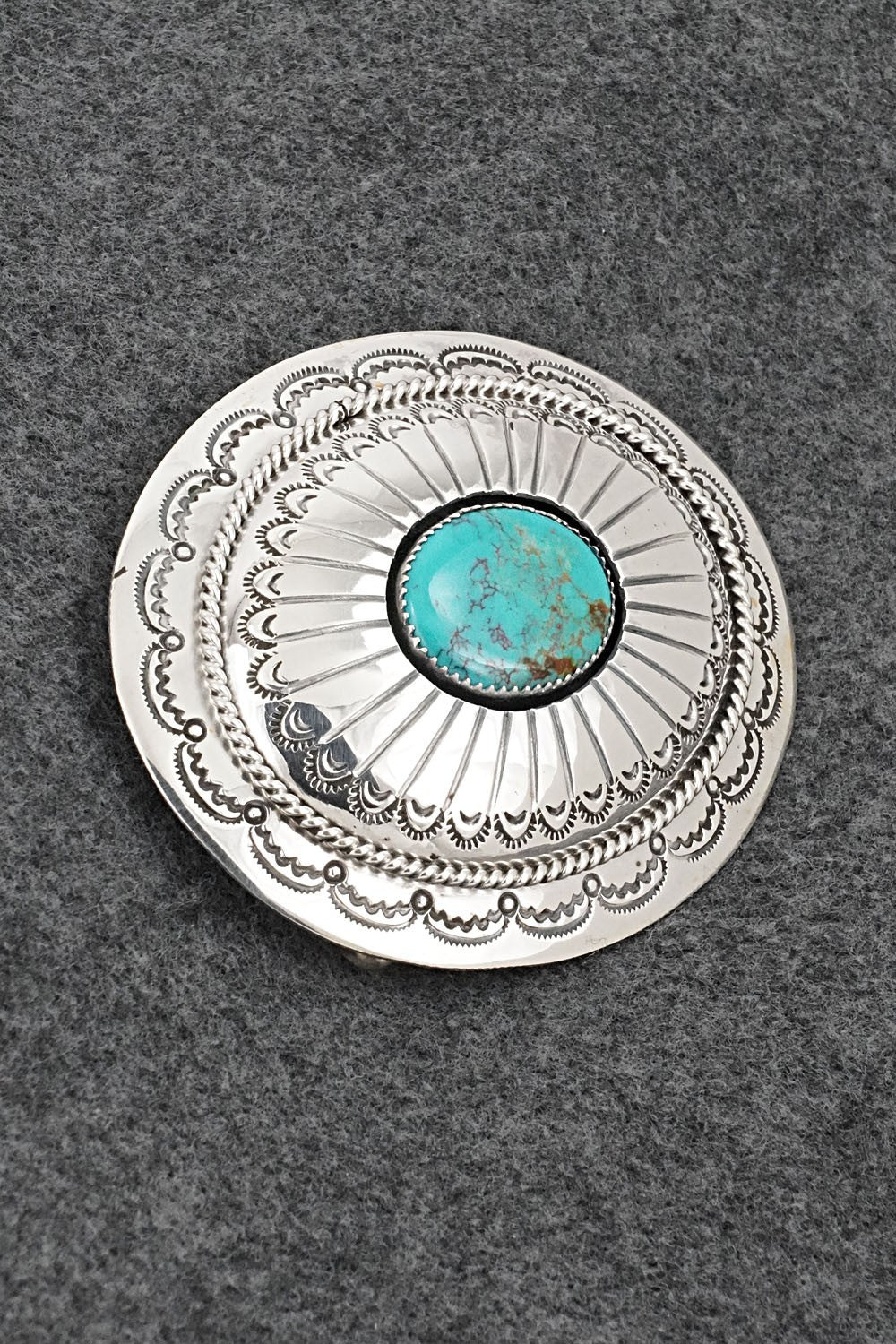 Turquoise & Sterling Silver Belt Buckle - Wilbert Muskett Sr.