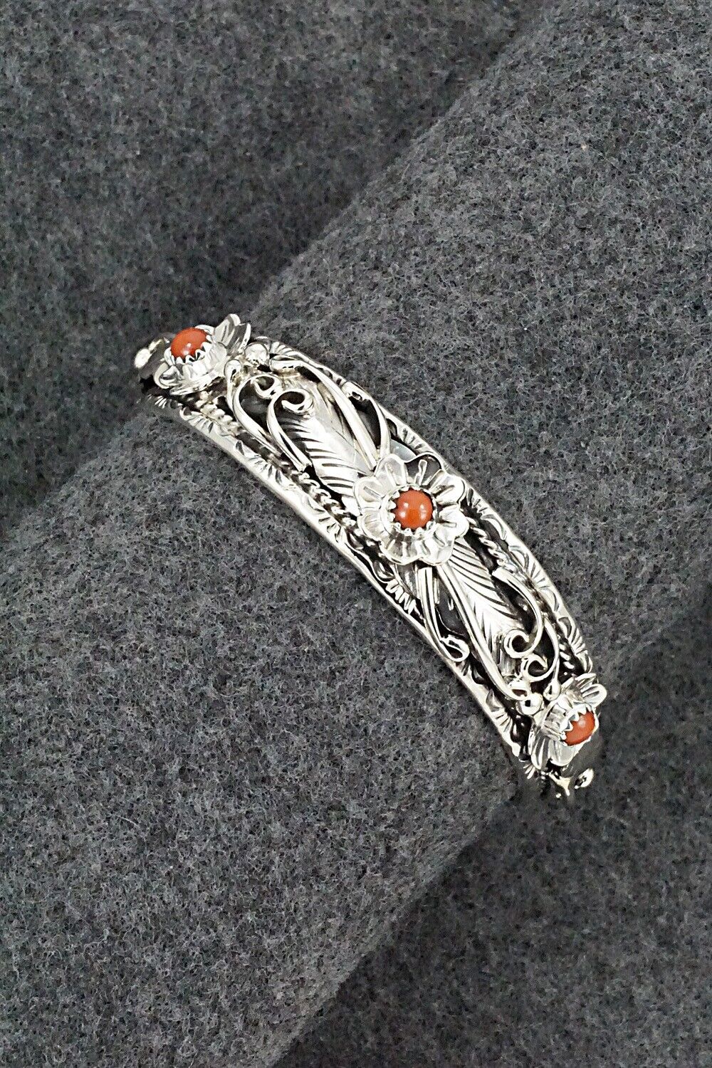 Coral & Sterling Silver Bracelet - Bessie Joe