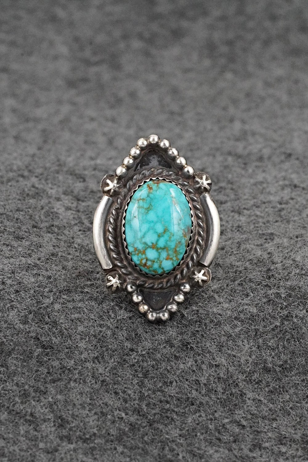 Turquoise & Sterling Silver Ring - Leslie Nez - Size 7.5