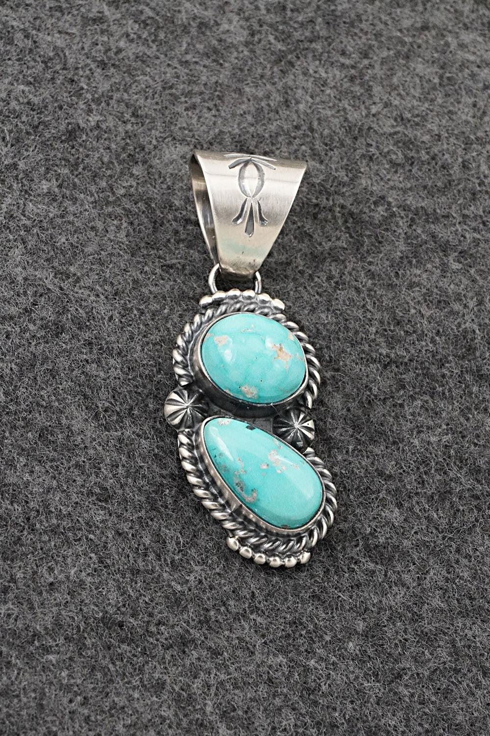 Turquoise & Sterling Silver Pendant - Raymond Delgarito