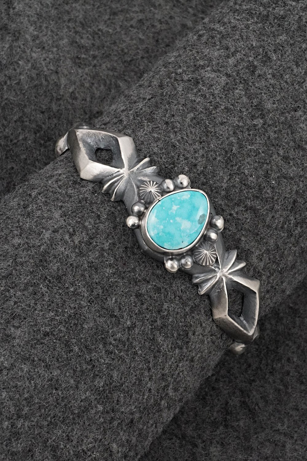 Turquoise & Sterling Silver Bracelet - Harrison Bitsue