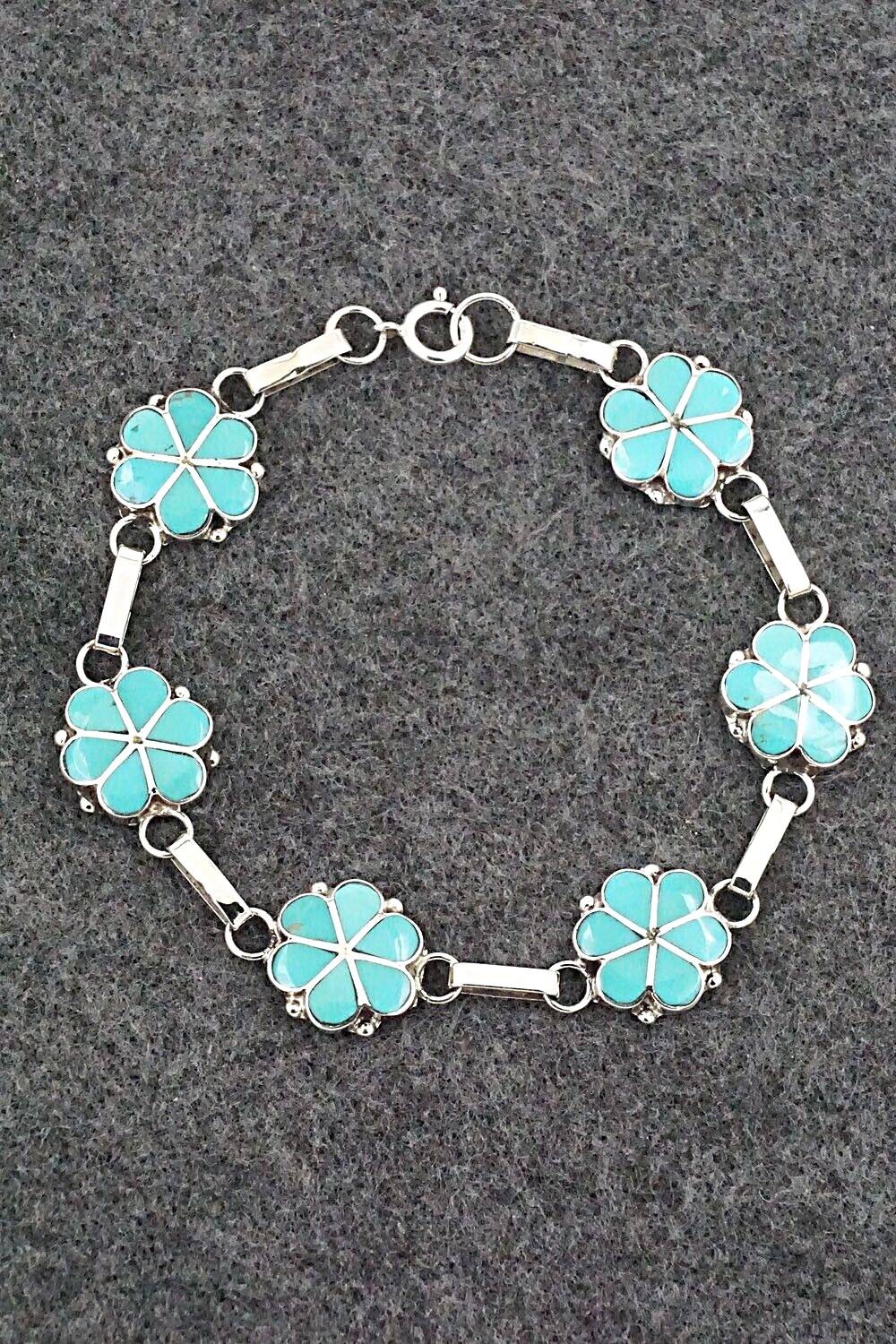 Turquoise & Sterling Silver Link Bracelet - Gina Dosedo