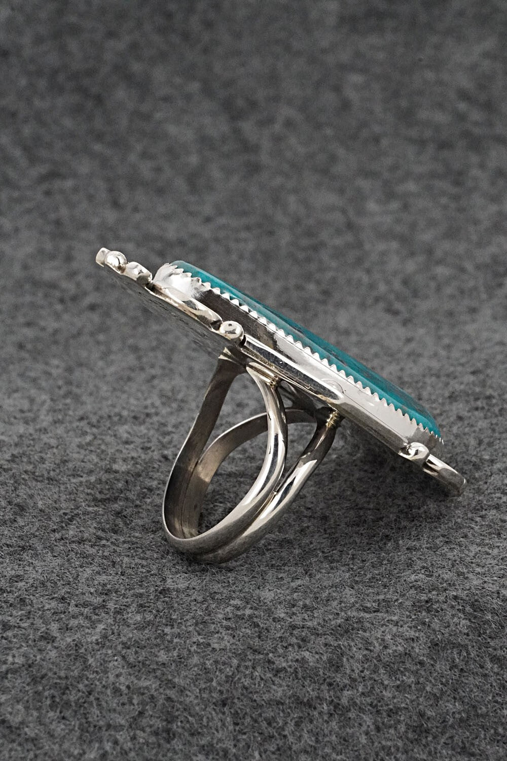 Turquoise & Sterling Silver Ring - Leslie Nez - Size 10.5