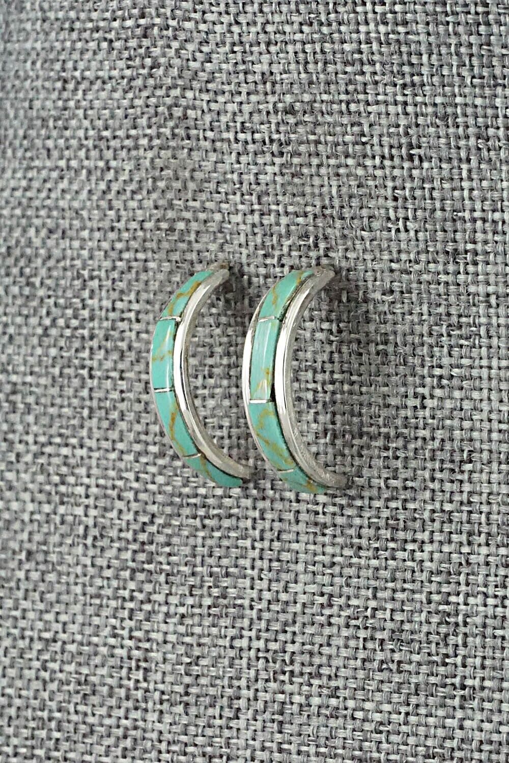 Turquoise & Sterling Silver Hoop Earrings - Alton Tom