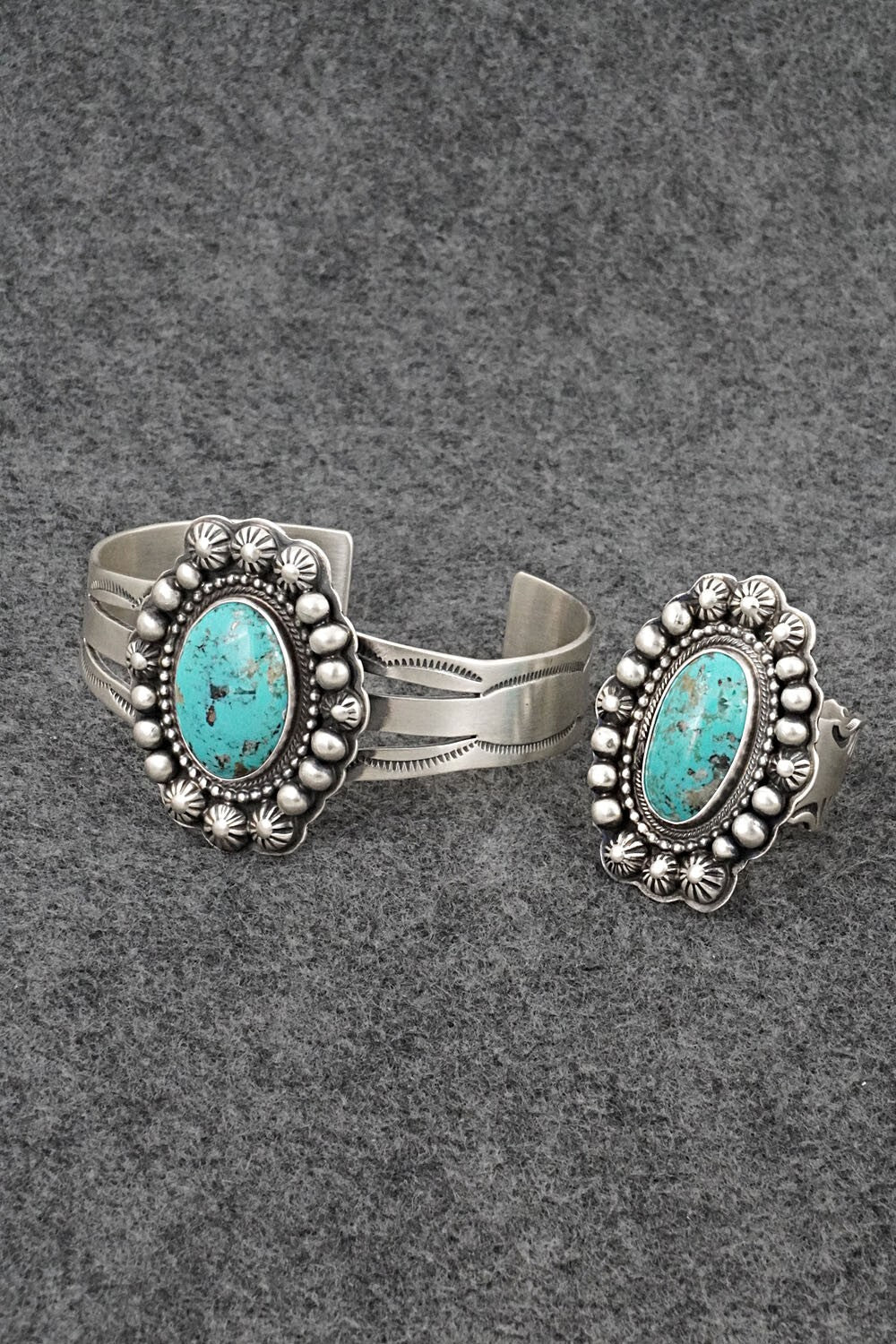 Turquoise and Sterling Silver Bracelet & Ring Set - Kathleen Livingston