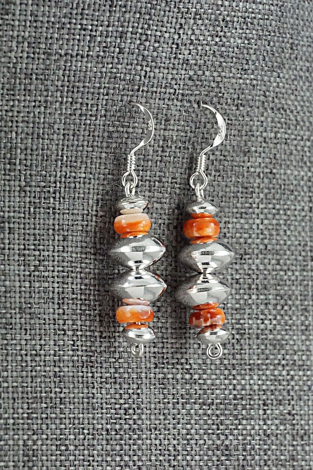 Spiny Oyster & Sterling Silver Navajo Pearl Earrings - Presley Haley