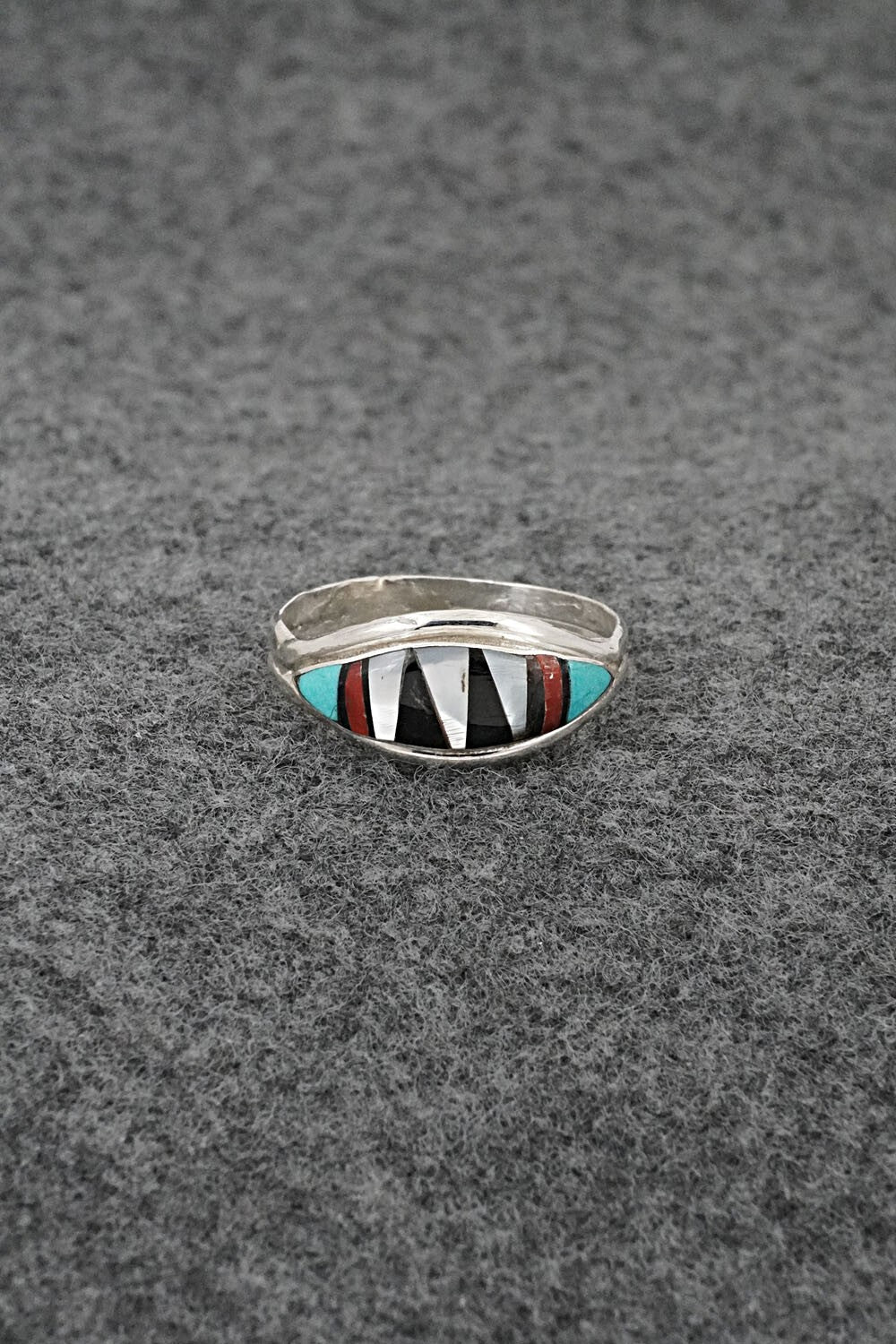 Multi-Stone & Sterling Silver Inlay Ring - Ola Eriacho - Size 9.5