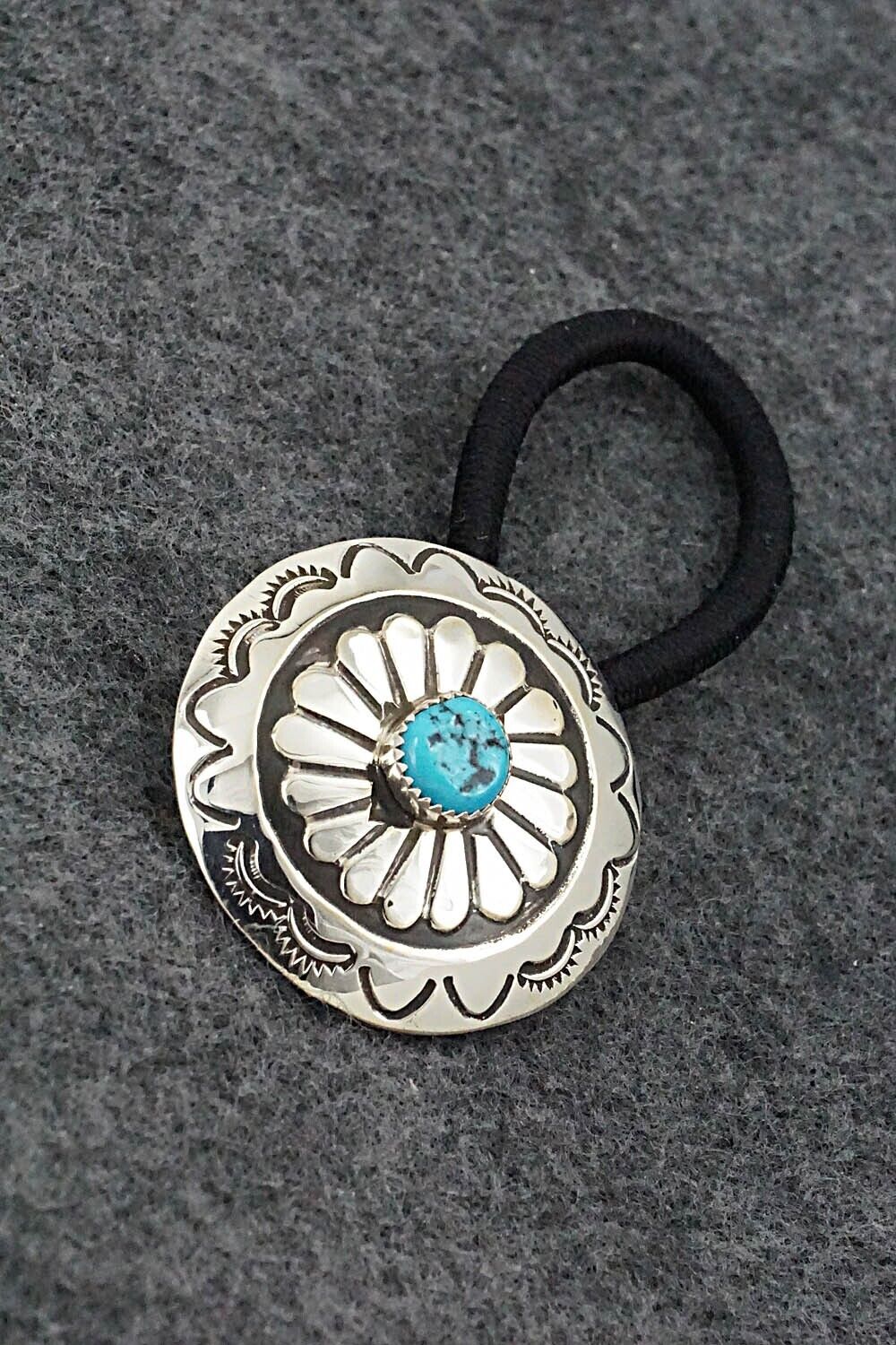 Turquoise & Sterling Silver Hair Tie - Jolene Begay