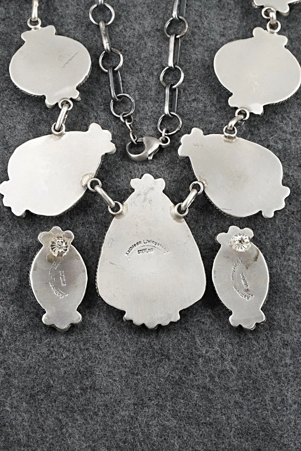 Turquoise & Sterling Silver Necklace and Earrings Set - Kathleen Livingston