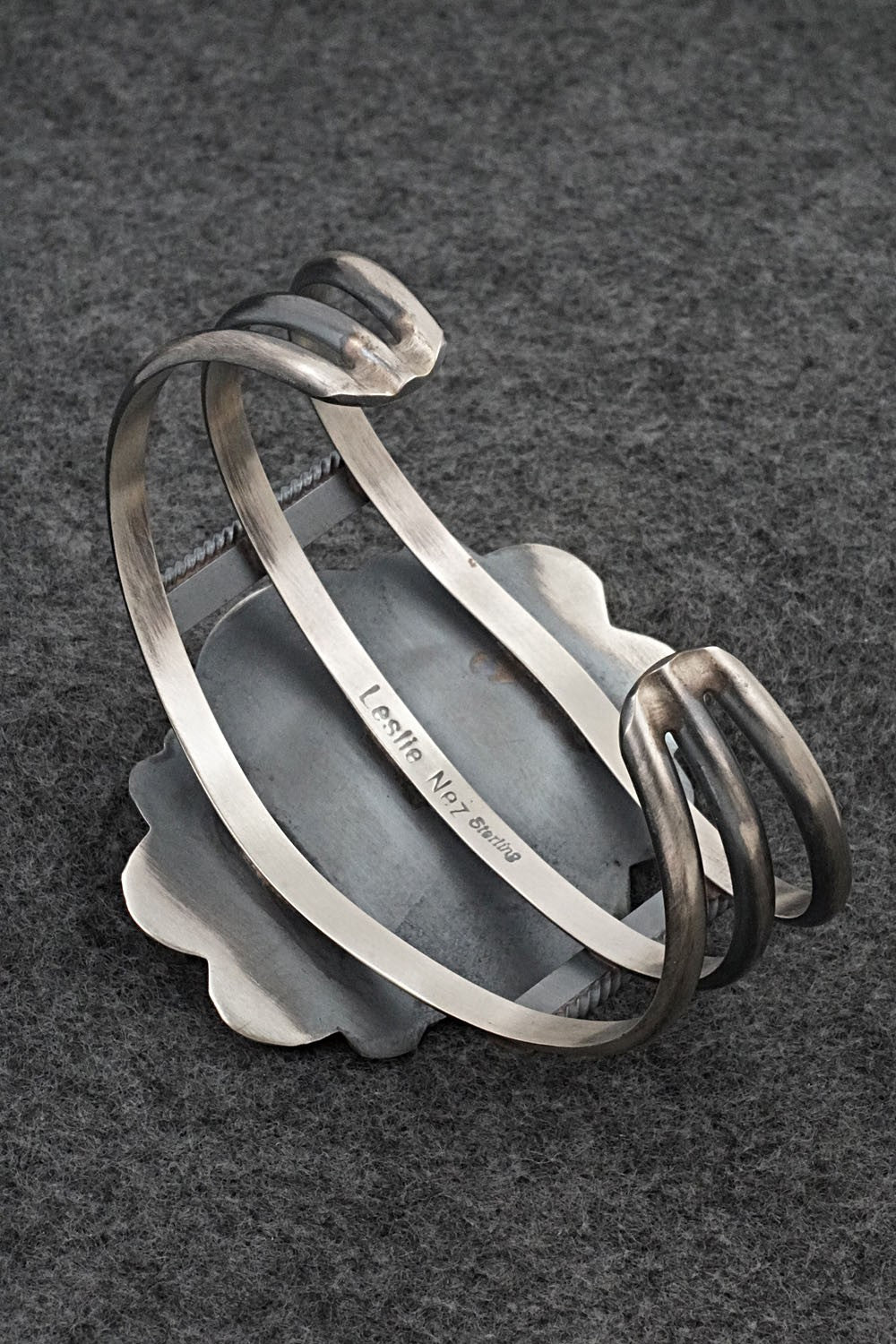 White Buffalo & Sterling Silver Bracelet - Leslie Nez