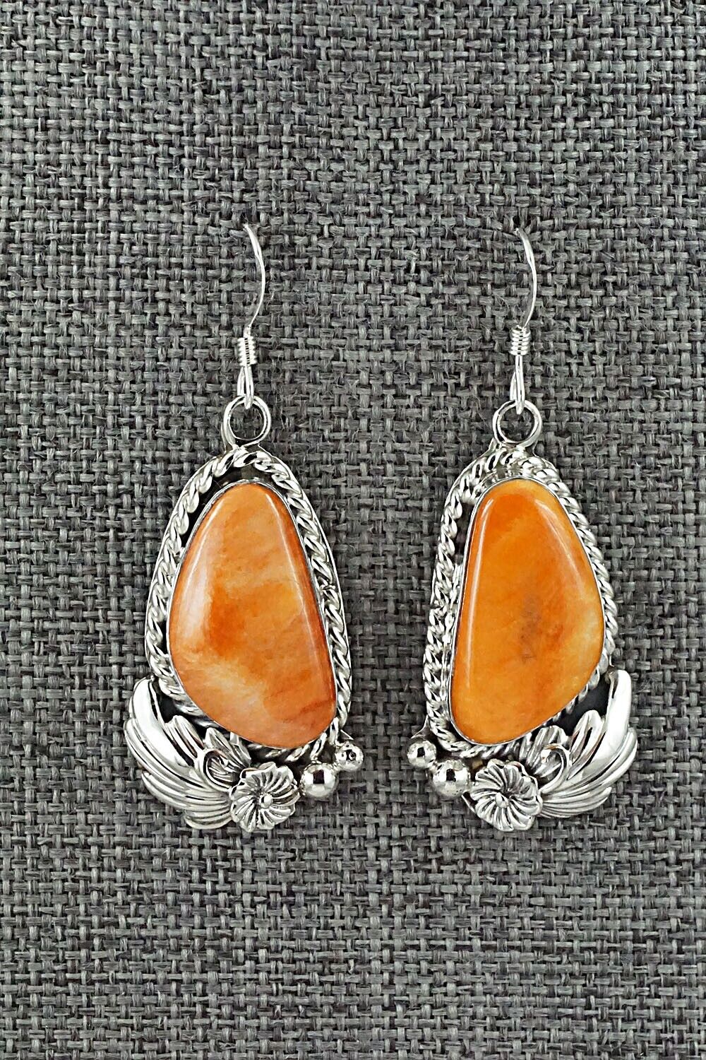 Spiny Oyster & Sterling Silver Earrings - Fannie Platero