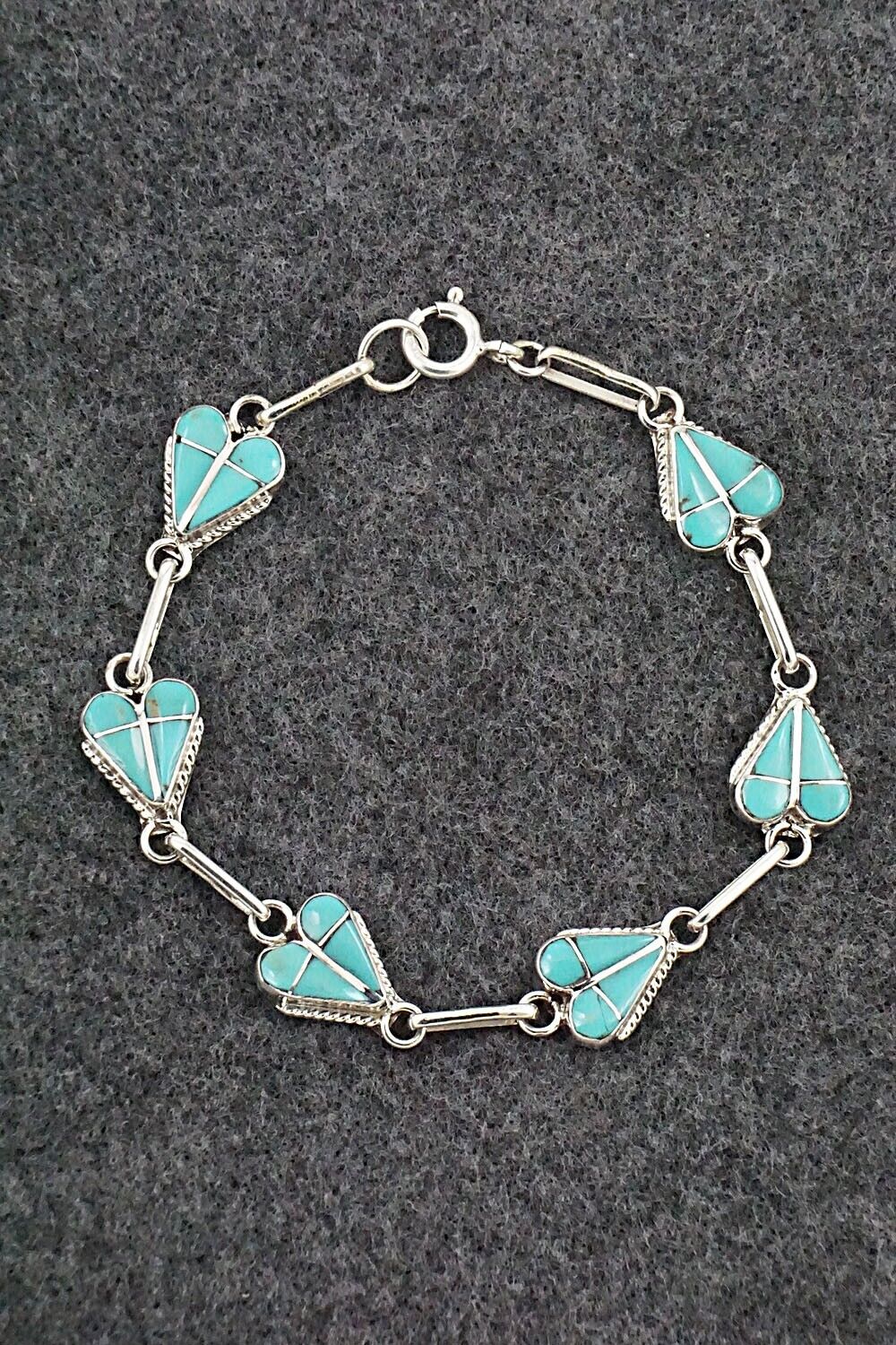 Turquoise & Sterling Silver Link Bracelet - Velda Nastacio