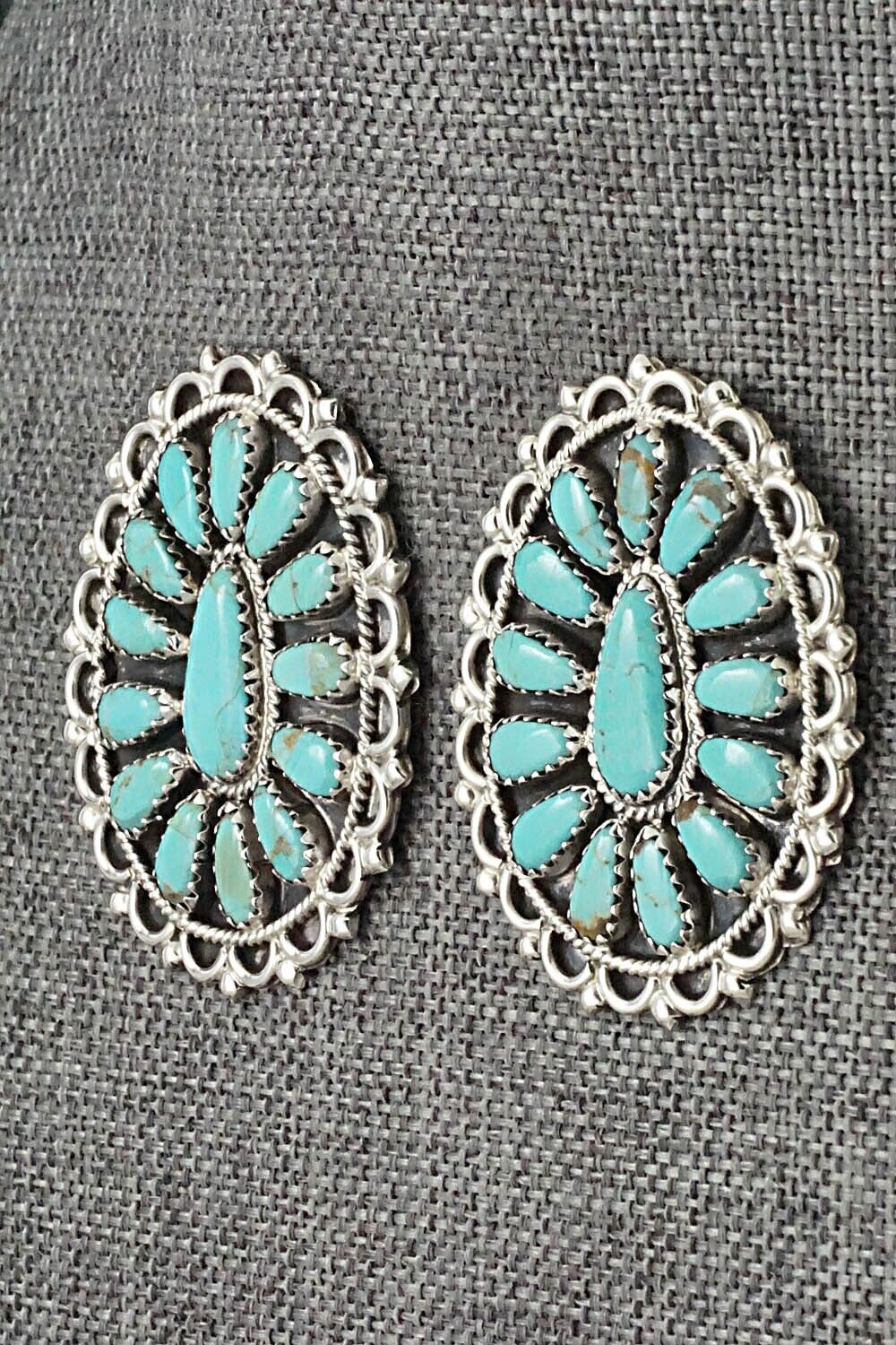 Turquoise and Sterling Silver Earrings - Zeita Begay