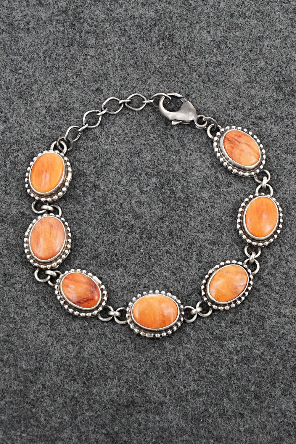 Spiny Oyster & Sterling Silver Link Bracelet - Kathleen Livingston