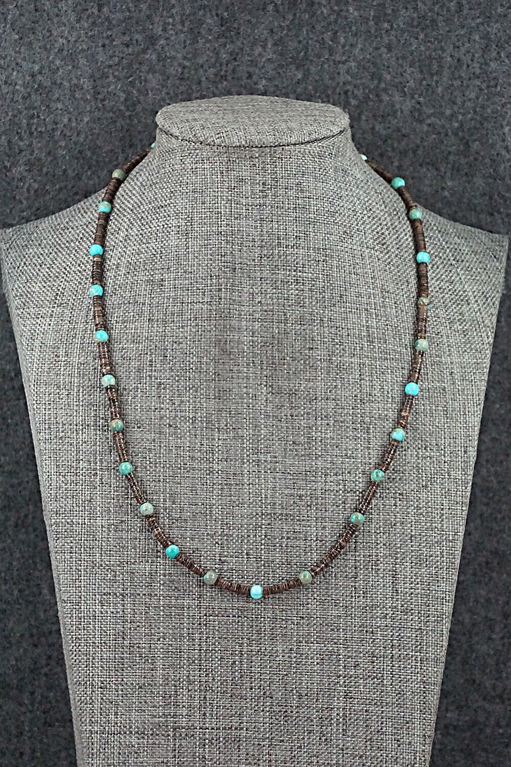 Turquoise, Shell & Sterling Silver Necklace 18" - Ramona Bird