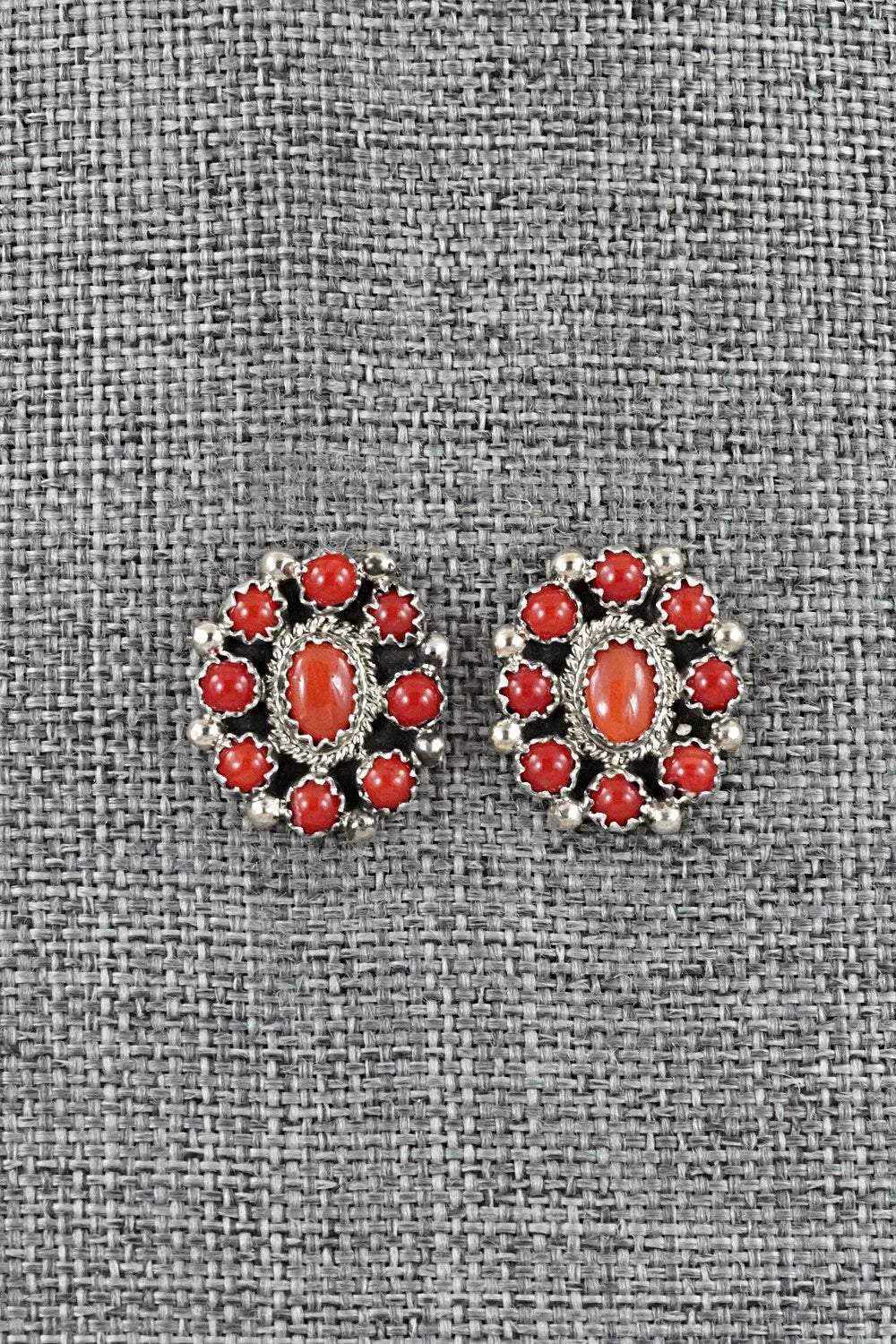 Coral & Sterling Silver Earrings - Nathaniel Curley
