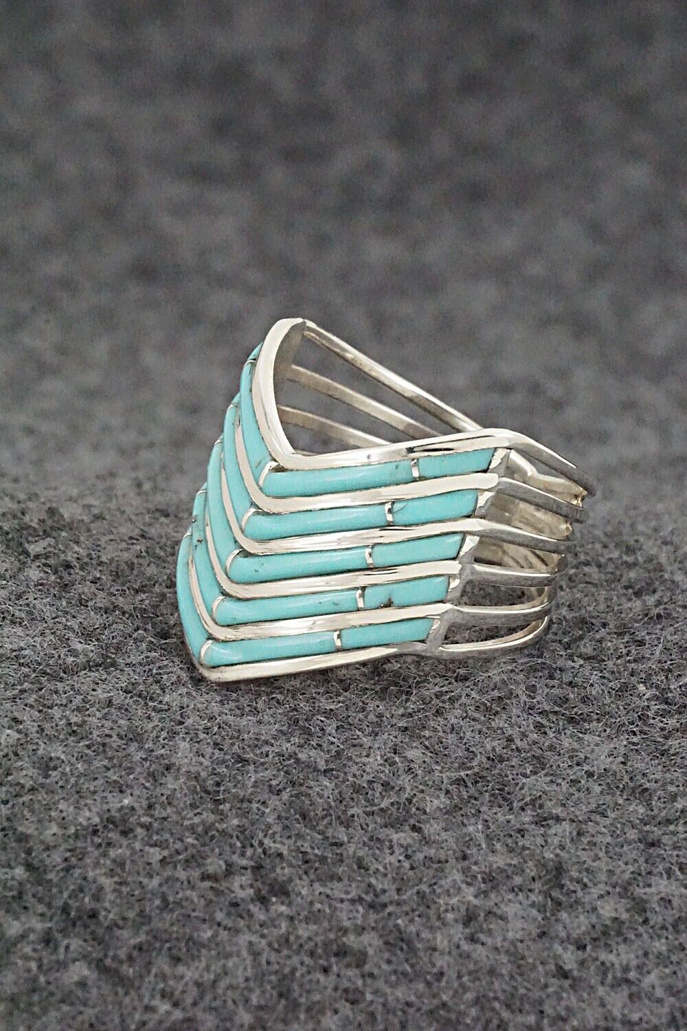 Turquoise & Sterling Silver Ring - Andrew Enrico - Size 9.5