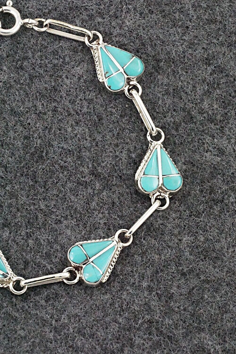 Turquoise & Sterling Silver Link Bracelet - Velda Nastacio