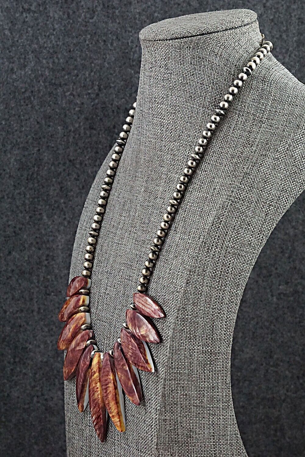 Spiny Oyster & Sterling Silver Necklace - Louise Joe