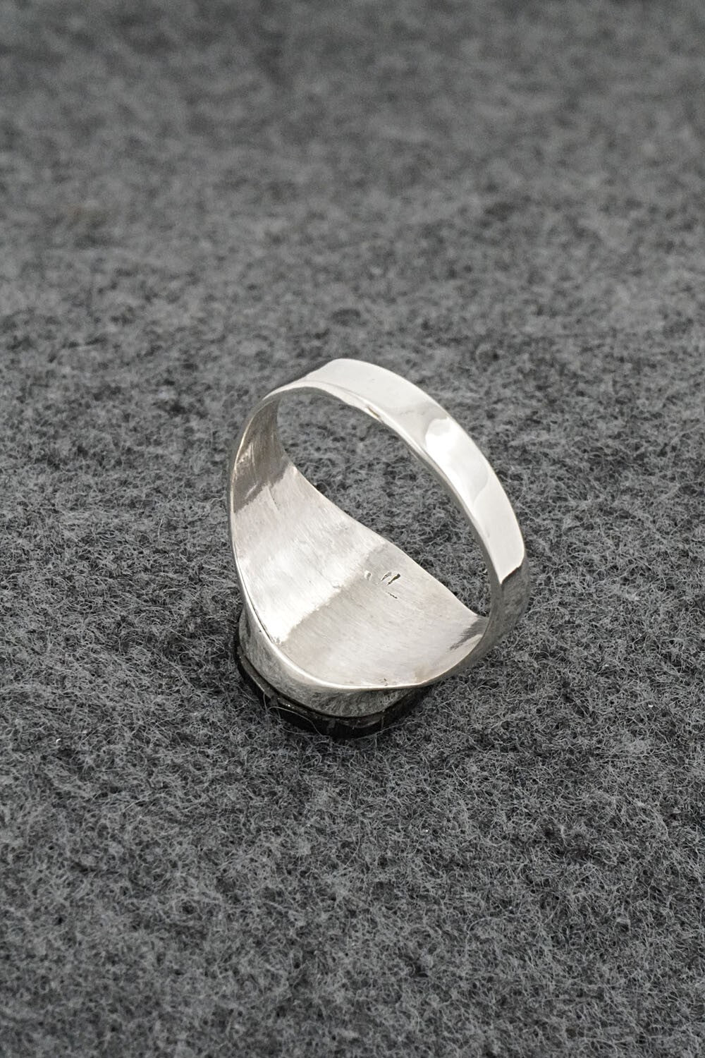 Onyx & Sterling Silver Inlay Ring - Johnson Laweka - Size 7.5