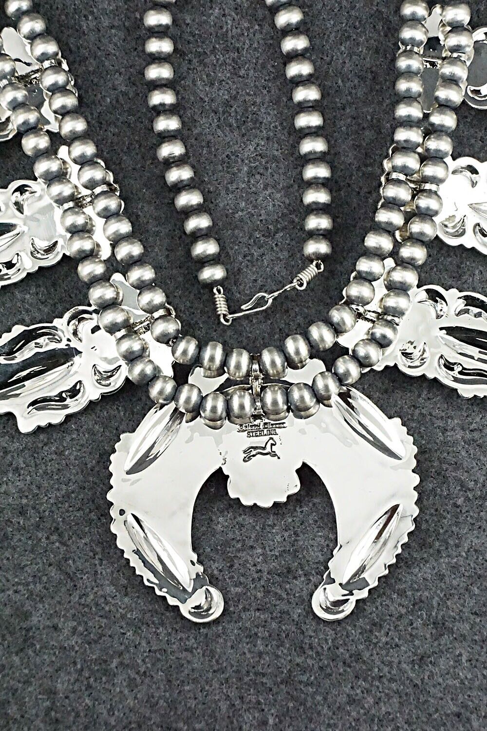 Turquoise & Sterling Silver Squash Blossom Necklace - Roland Dixson