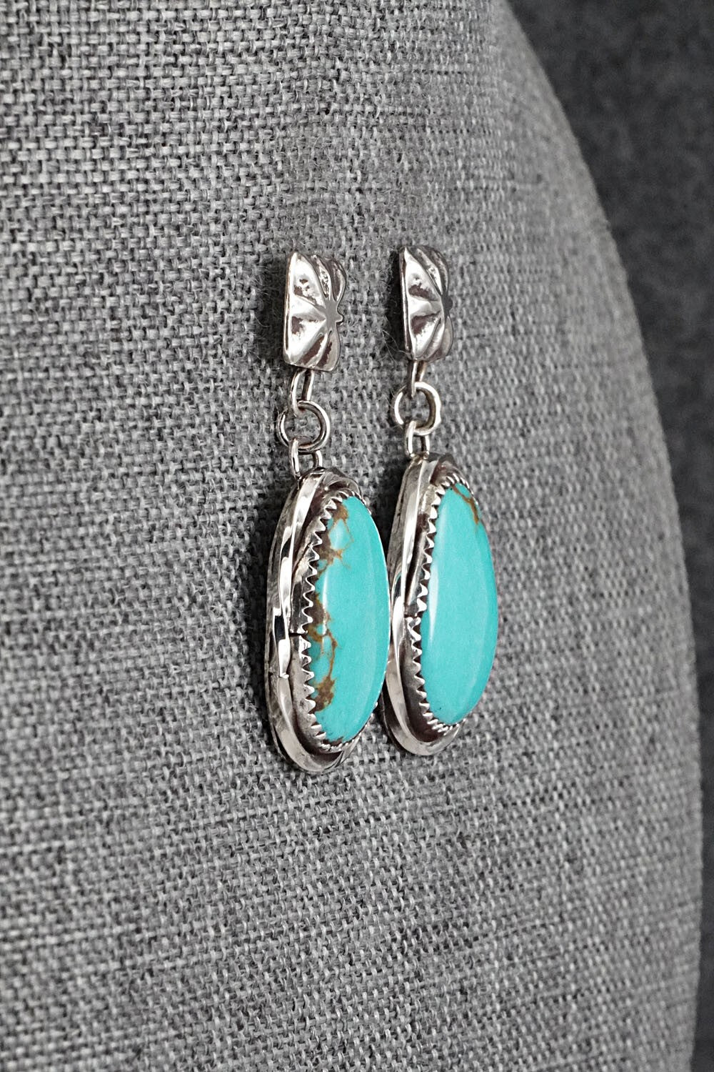 Turquoise & Sterling Silver Earrings - Ernest Hawthorne