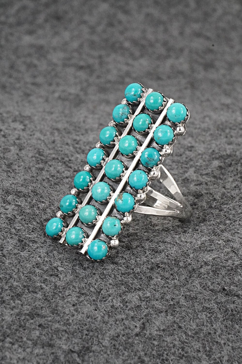 Turquoise & Sterling Silver Ring - Kenny Lonjose - Size 9.5