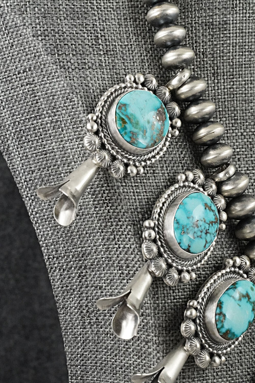 Turquoise & Sterling Silver Squash Blossom Set - Tom Lewis