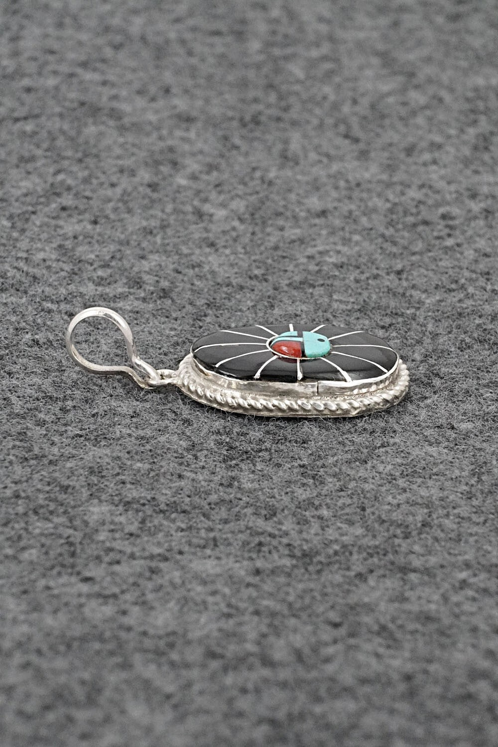 Multi Stone & Sterling Silver Inlay Pendant - Ola Eriacho