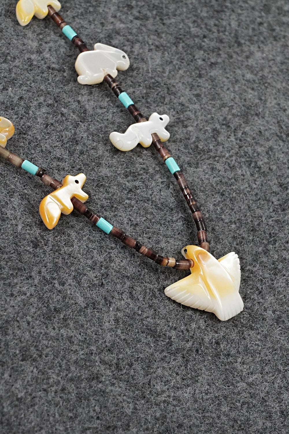 Multi-Stone Fetish Carving & Sterling Silver Necklace - Hector Goodluck