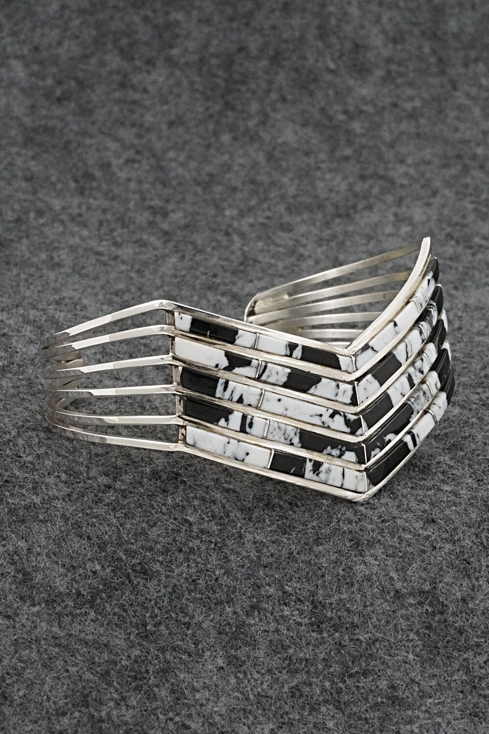 White Buffalo & Sterling Silver Inlay Bracelet - Jamie Johnson