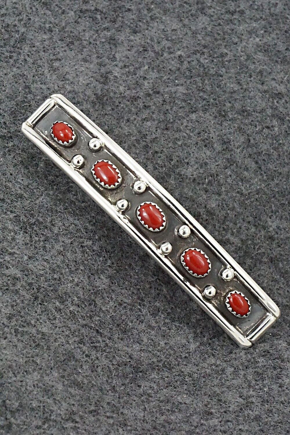 Coral & Sterling Silver Hair Barrette - Paul Largo